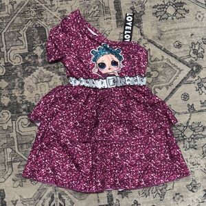 Pink lol one shoulder dress nwt